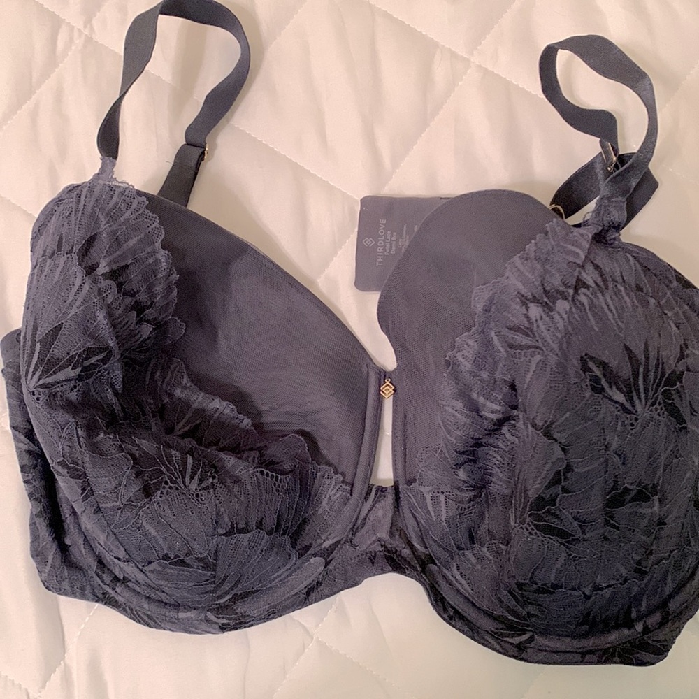 Thirdlove 44E dark lace overlay bra.